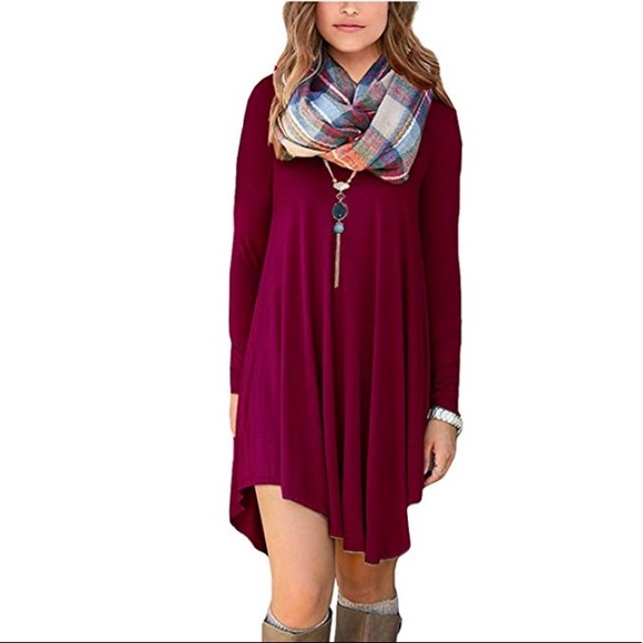 Asymmetrical maroon dress - Picture 2 of 3